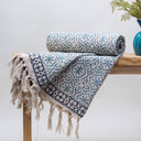 Blue Geometrical Design Hand Blockprinted Sofa Throws