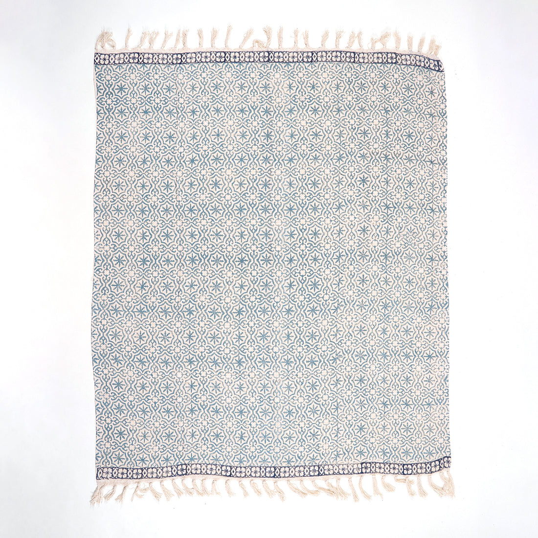 Blue Geometrical Design Hand Blockprinted Sofa Throws