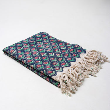Multicolor Floral Block Print Throw For Home Decor