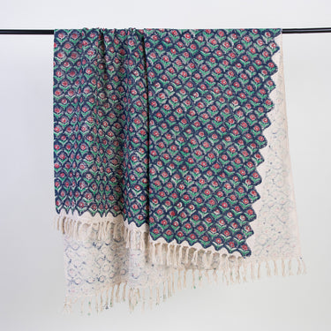 Multicolor Floral Block Print Throw For Home Decor
