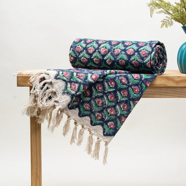 Multicolor Floral Block Print Throw Online