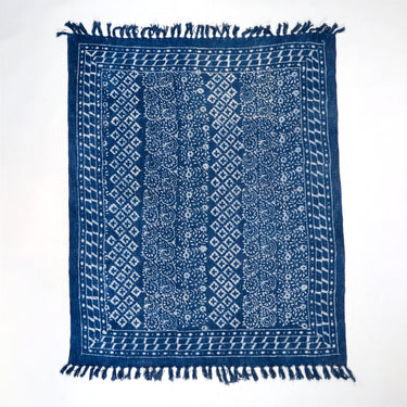 Soft Premium Blue Block Printed Throw Blanket For Decor