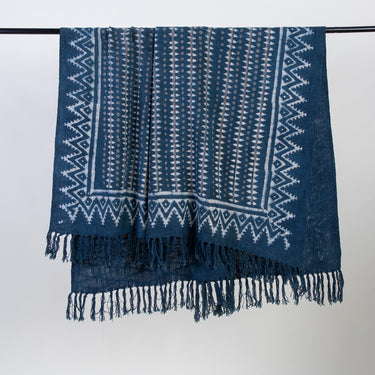 Premium Quality Blue Hand Block Stripes Printed Pure Cotton Throw Blankets
