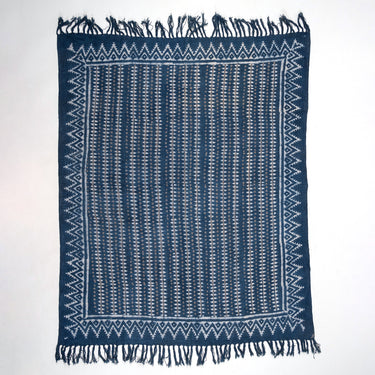 Premium Quality Blue Hand Block Stripes Printed Pure Cotton Throw Blankets