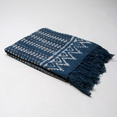 Premium Quality Blue Hand Block Stripes Printed Pure Cotton Throw Blankets