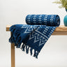 Blue Hand Block Stripes Print Cotton Handmade Sofa Throw