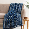 Blue Hand Block Polka Dots Print Cotton Throws for Sofas