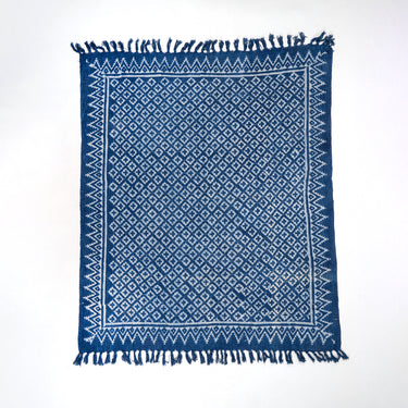 Blue Geometrical Print Cotton Couch Throws For Home Decor
