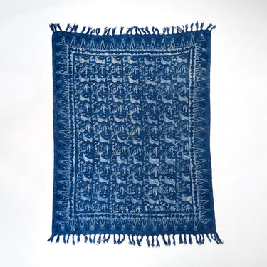 Luxury Blue Bird Print Cotton 3-Seater Sofa Throws For Home Decor