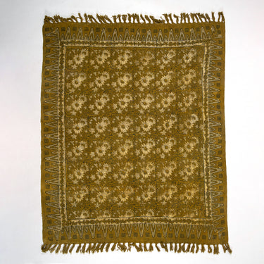 Soft Premium Mustard Sun Flower Block Print Sofa Throw Pure Cotton For Home Decor