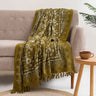 Mustard Sun Flower Pure Cotton Block Print Sofa Throw