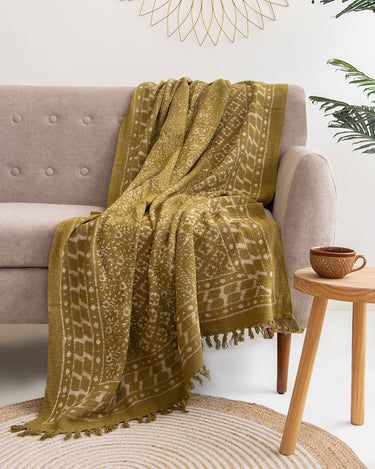 Floral Print Stylish Cotton Sofa Throws Online