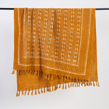Premium Orange Stripes Block Print Cotton Throws For Sofas