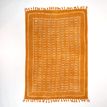 Premium Orange Stripes Block Print Cotton Throws For Sofas