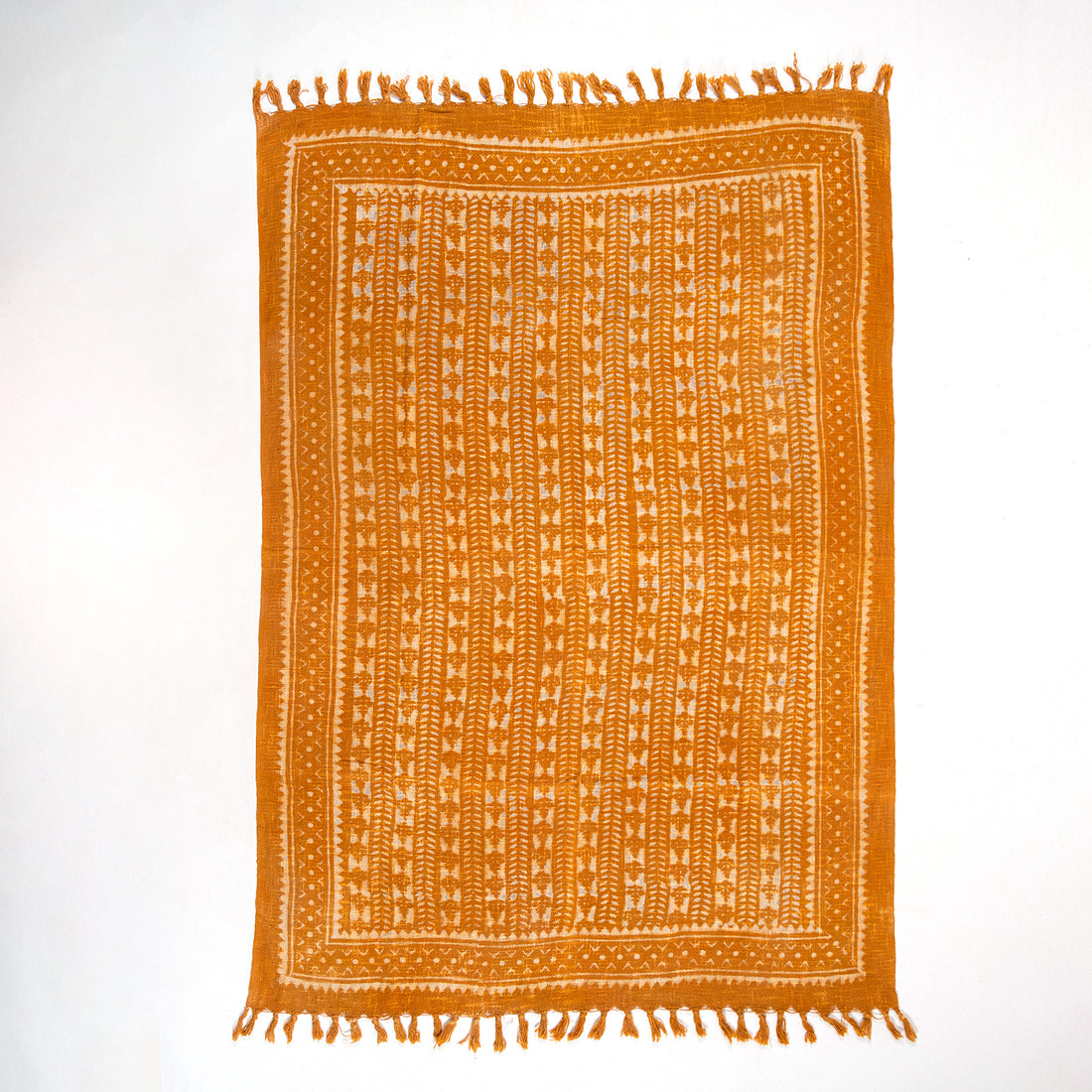 Orange Stripes Block Print Cotton Throws For Sofas Online