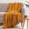 Floral Orange Block Print Throw Blanket For Decor