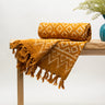 Orange Geometrical Block Print Cotton Bed Throw Blanket