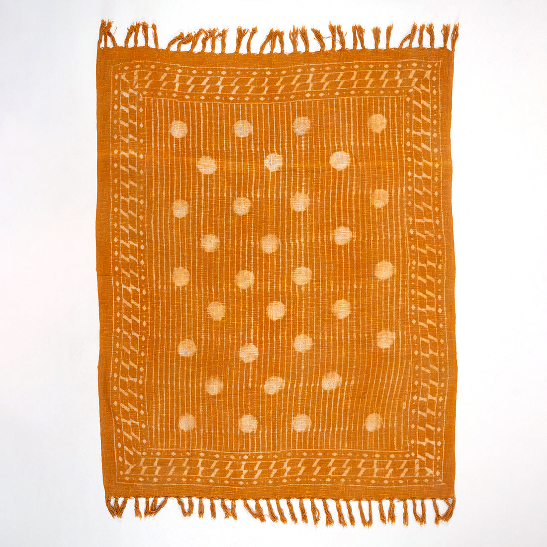Orange Polka Dots Hand Block Print Sofa Throw Blanket Online