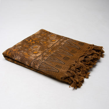 Sun Flower Block Print Cotton Brown Throws For Home Decor
