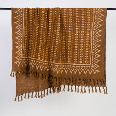 Brown Stripes Block Print Cotton Chair Throws For Home Decor