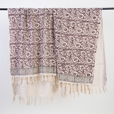 Stylish Multicolor Floral Block Print Cotton Throw Blanket For Home Decor