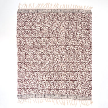Stylish Multicolor Floral Block Print Cotton Throw Blanket For Home Decor