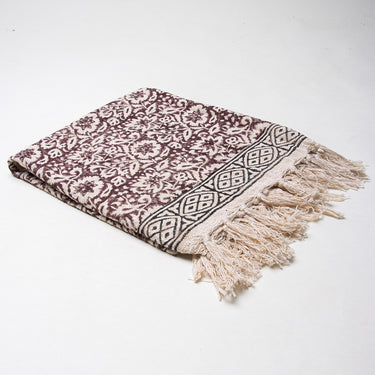 Stylish Multicolor Floral Block Print Cotton Throw Blanket For Home Decor