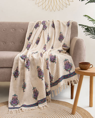 Multicolor Cotton Stylish Floral Printed Throw Bed Throw Blanket Online