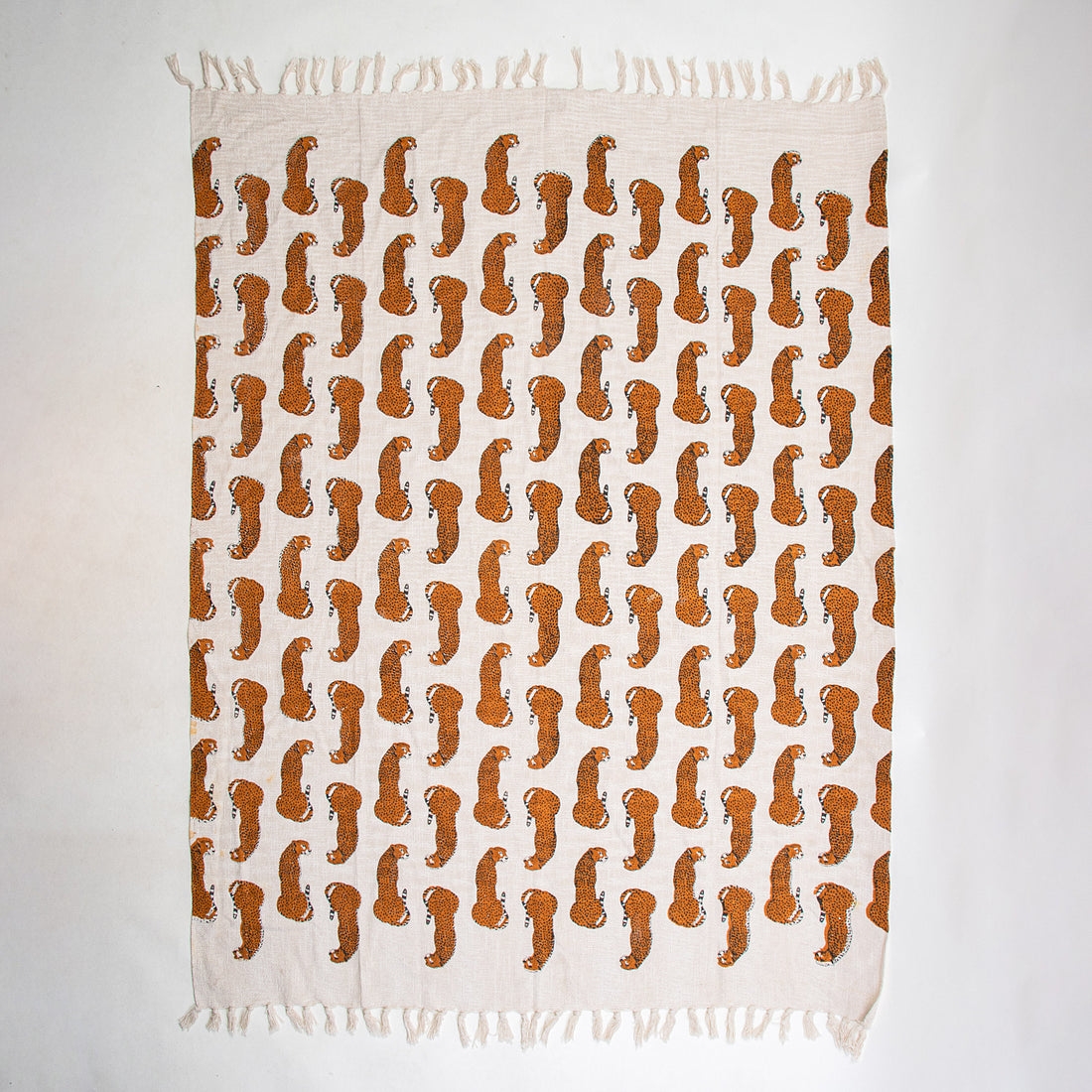Brown Tiger Block Print Throw Blankets Online
