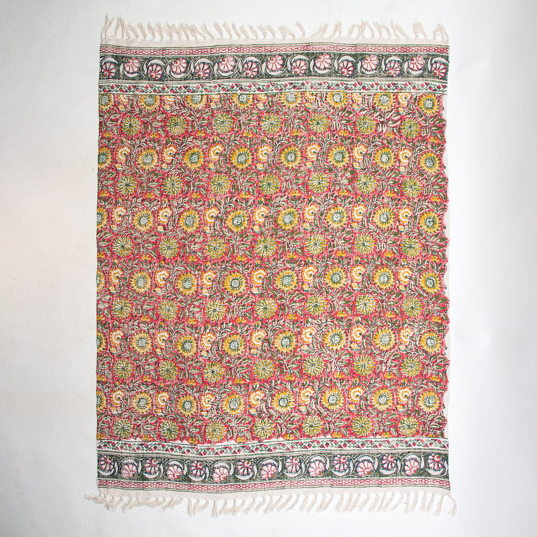 Multicolor Sun Flower Hand Block Print Couch Throw Blanket Online