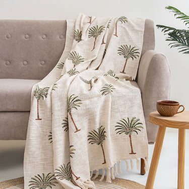 Date Palm Tree Print Handcrafted Sofa Throw Online