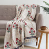 Maroon Marigold Floral Decor Cotton Block Print Throw Blanket