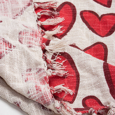 Red Heart Design Soft Cotton Hand Block Printed Sofa Throws