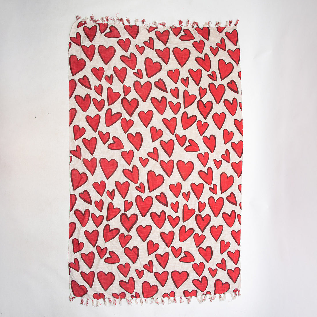 Red Heart Design Soft Cotton Hand Block Printed Sofa Throws