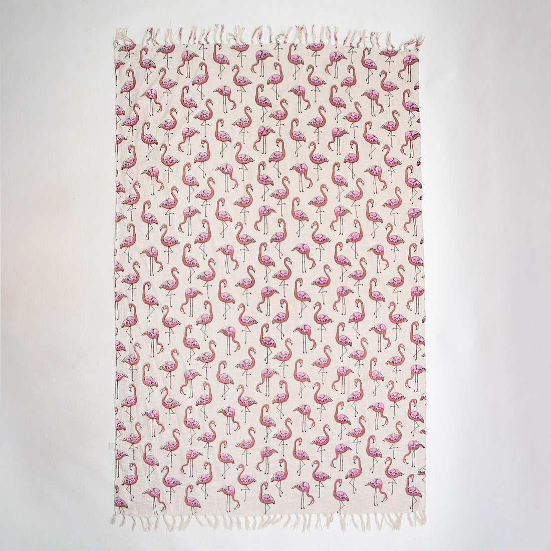 Pink Herons Birds Print Decor Cotton Block Print Throw Blanket