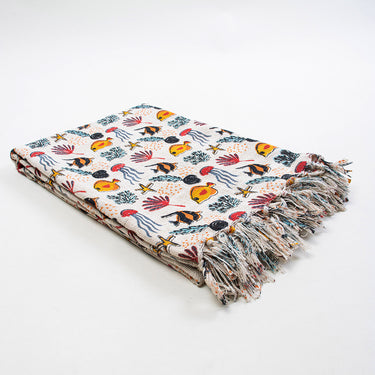 Multicolor Sea Animal Print Authentic Handmade Throw Blanket