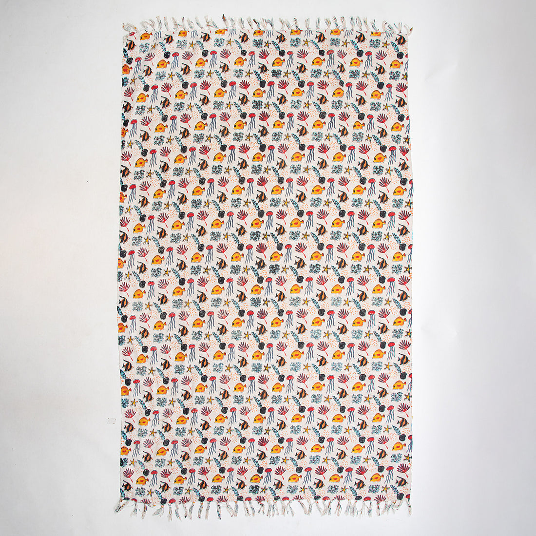 Multicolor Sea Animal Print Authentic Handmade Throw Blanket