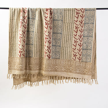 Block Printed Organic Cotton Sofa Throw Blanket