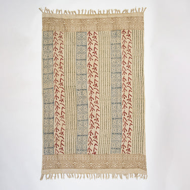 Block Printed Organic Cotton Sofa Throw Blanket