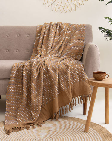 Luxury Brown Soft Cotton Throws for Couch Online