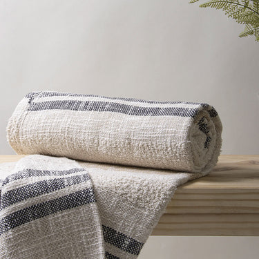 Premium Soft Cream Cotton Woven Throw For Sofas Online