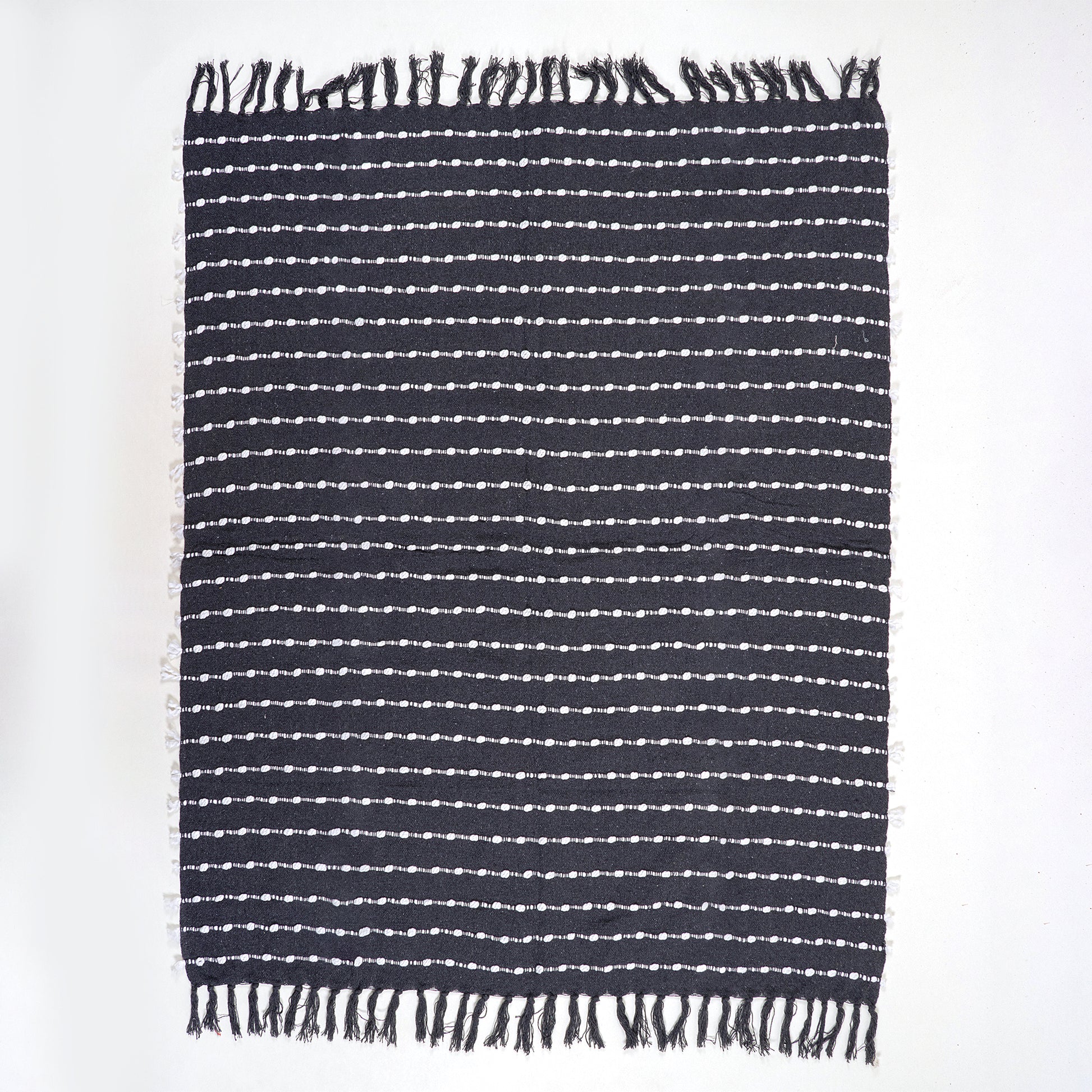 Soft Black Cotton Woven Blanket Throw