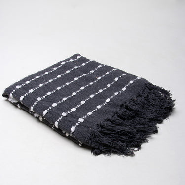 Soft Black Cotton Woven Blanket Throw