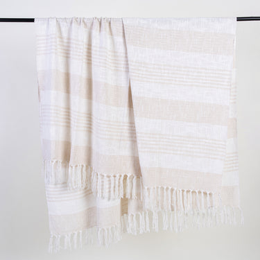 Cream Woven Cotton Throws For Sofas Online