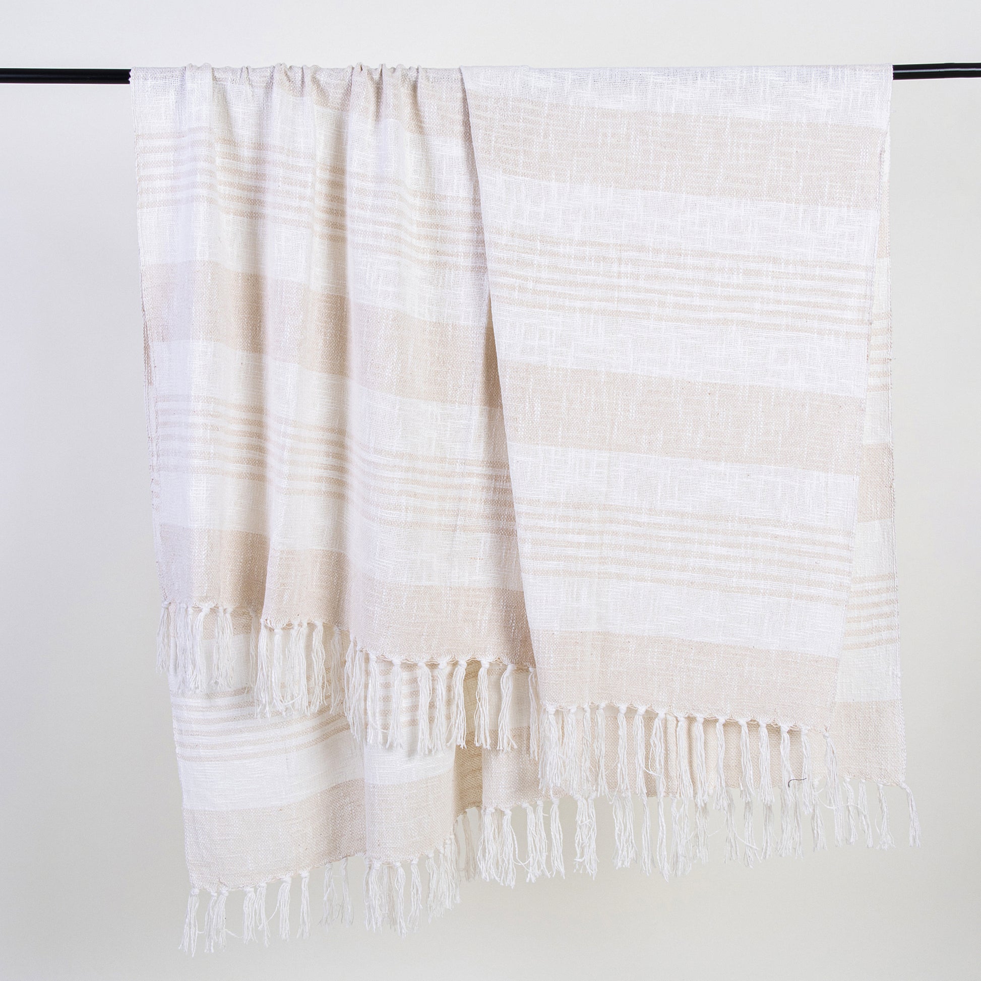 Cream Woven Cotton Throws For Sofas Online