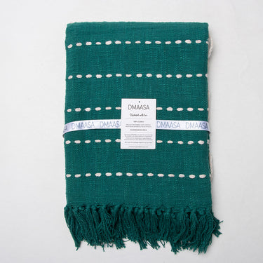 Green Organic Cotton Woven Throw Blanket Online