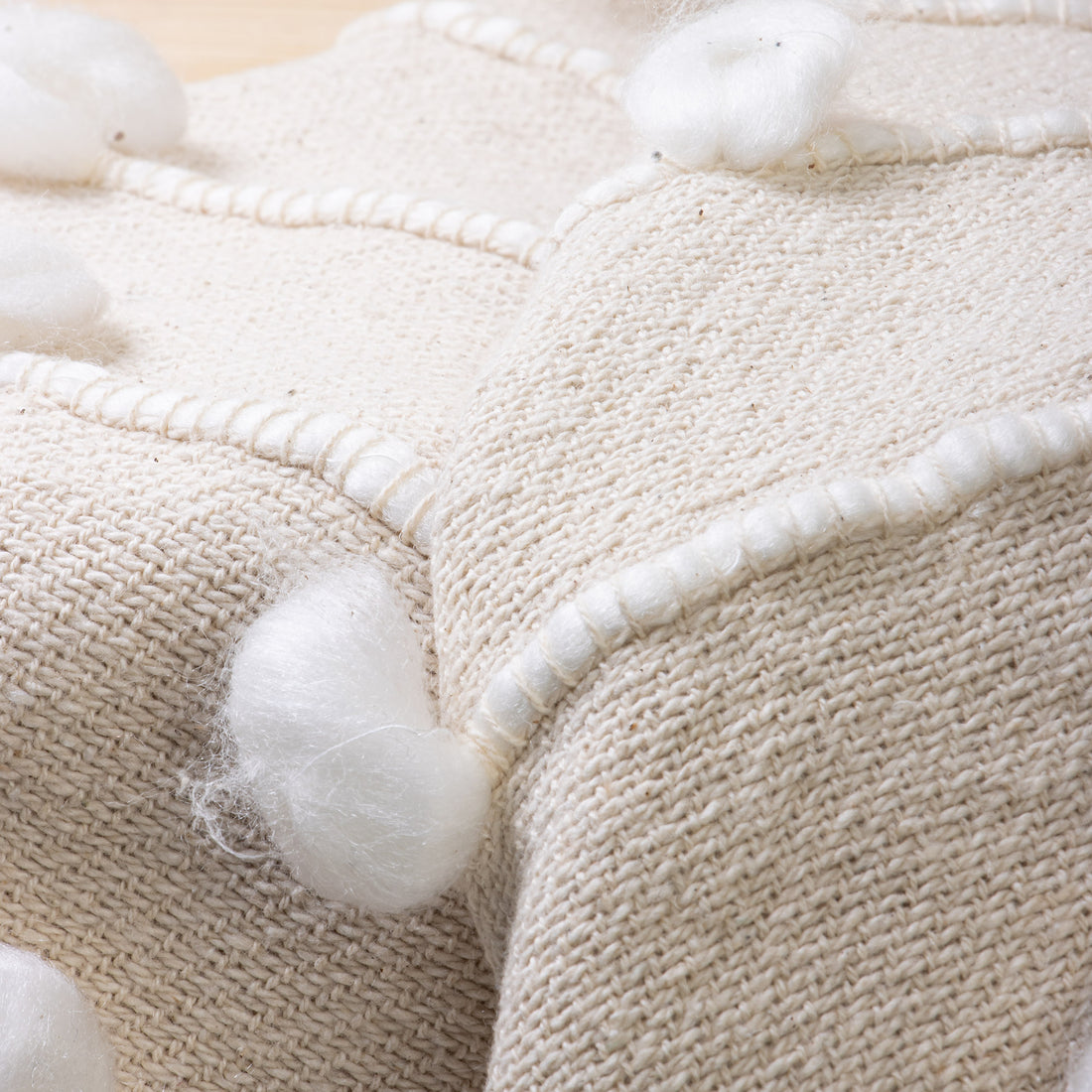 Cream Woven Cotton Throw Blanket Online