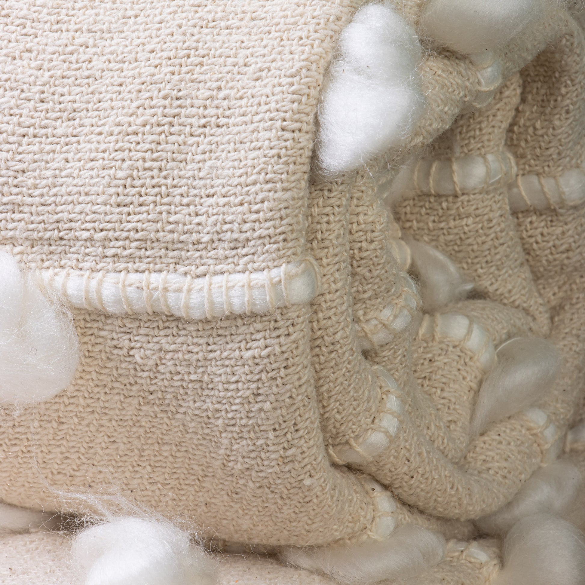 Cream Woven Cotton Throw Blanket Online