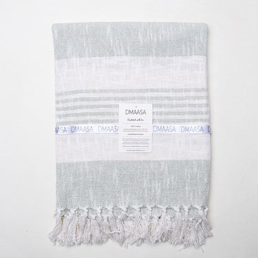 Green Woven Cotton Throw Blanket Online