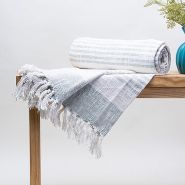 Green Woven Cotton Throw Blanket Online